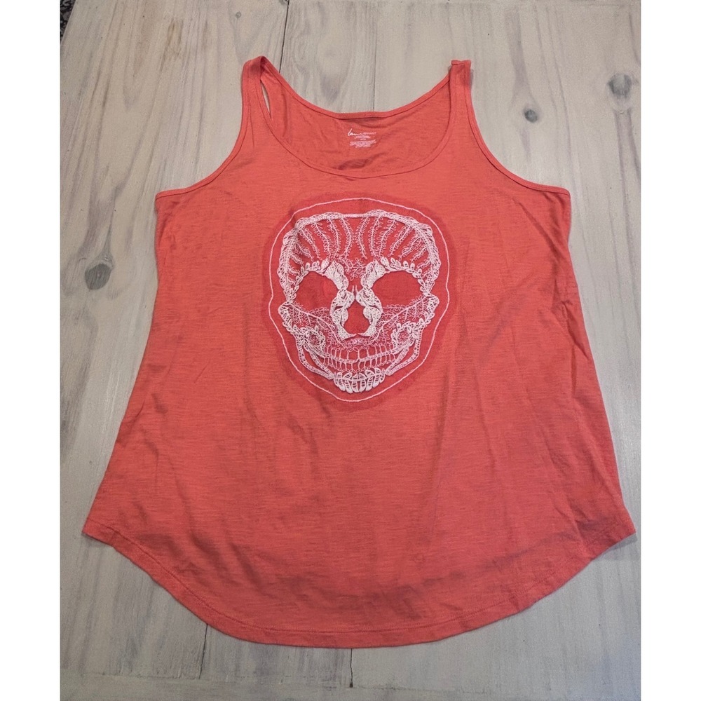 Lane‎ Bryant Coral Embroidered Lace Skull Tank Top SZ 18/20 Dias De Los Muertos